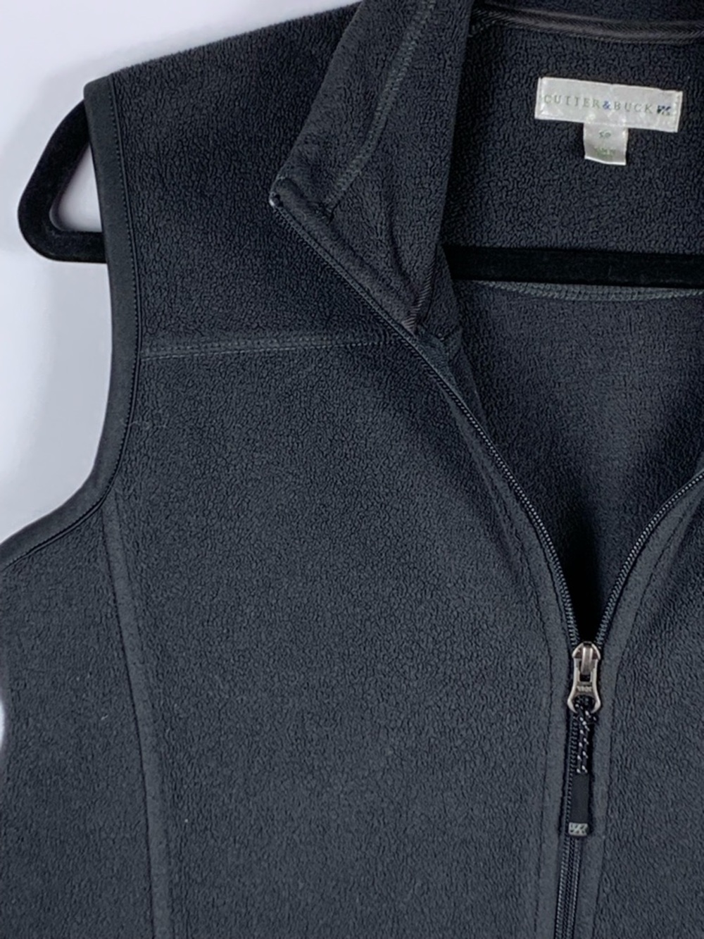 Cutter & Buck Black Fleece Vest Womens SP Petite Small Full Zip Golf - Picture 4 of 15